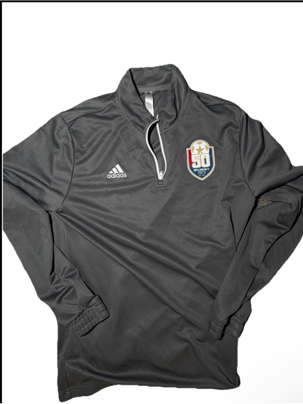 Adidas North Carolina FC Youth 50th Anniversary Grey 1/4 Zip Training Jacket LAR